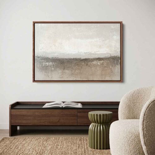 Dark Umber Brown - Wall Art, Serene Earthy Horizon Abstract Art. Calming Distressed Wall Decor for Living Room and Bedroom Wall Art.