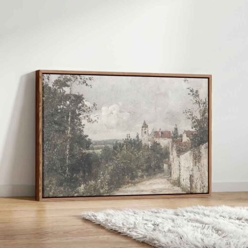 Old World Heritage - Art Prints, Large Scenic European Town Antique-Style Canvas. Peaceful Antique Style Wall Art, Neutral Gallery Art for Home.
