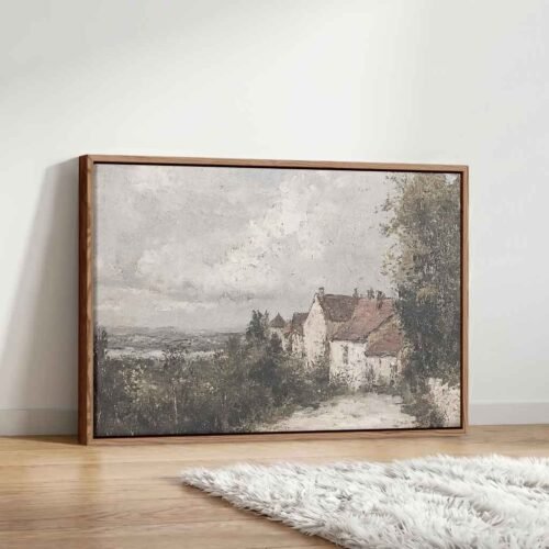 Old World Heritage - Wall Art, Vintage European Village & Valley Canvas Art. Peaceful Antique Style Wall Decor, Neutral Home Framed Art Prints.