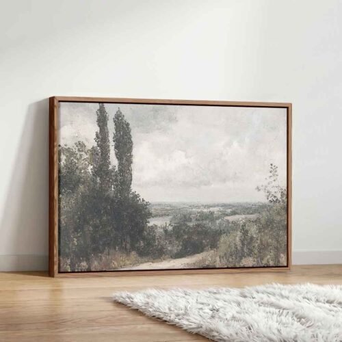 Ethereal Horizons - Wall Art, Textured Cypress Valley Impressionist Canvas. Calming Antique Style Wall Decor for Living Room, Serene Art Prints.