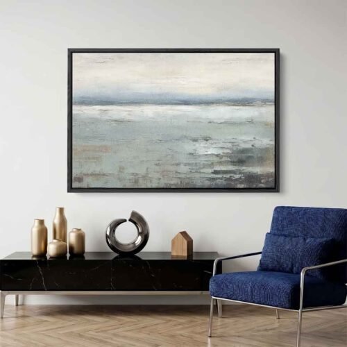 The Shoreline Collective - Wall Art, Neutral Textured Abstract Seascape. Soothing Neutral Seascape for Modern Living Room, Ready to Hang Art.