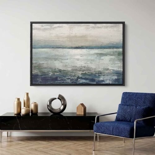 Sculpted Tides - Wall Art, Heavy Palette Knife Impasto Seascape. Abstract Landscape for Living Room, Ready to Hang Rustic Coastal Decor.