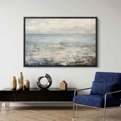 The Anchor of Peace - Wall Art, Calm Blue Sea Rustic Abstract Canvas Art. Rustic Coastal Wall Decor for Bedroom, Artwork Ready to Hang.
