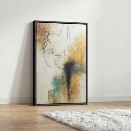 Scribble Energy - Wall Art, Abstract Mixed Media Canvas Art. Vertical Abstract Wall Decor for Living Room, Earthy Neutral Art, Ready to Hang.