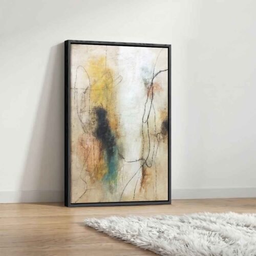 Architectural Height - Art Prints, Vertical Distressed Plaster Abstract Art. Organic Earthy Line Artwork, Ready to Hang Canvas Wall Art Print.