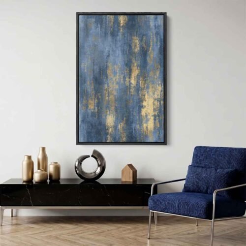 Majestic Azure - Art Prints, Modern Opulence: Sophisticated Navy & Gold Abstract Statement Piece