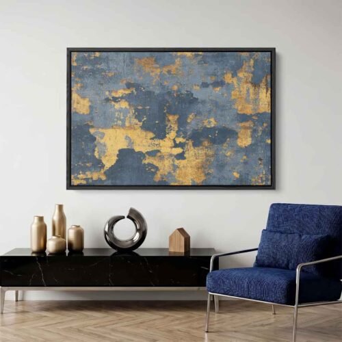 Slate Blue - Art Prints, Urban Grit Meets Earthy Warmth: Peeling Paint Texture Industrial Abstract Art. Textured Urban Decay Art for Modern Home.