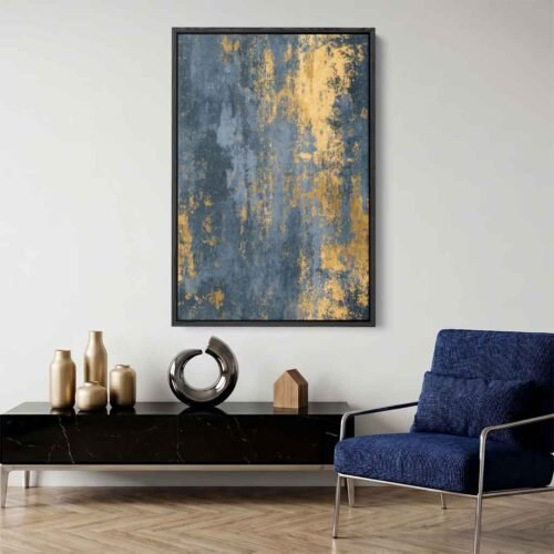 Power Backdrop - Art Prints that Command Your Space: Sophisticated Navy & Gold Abstract Statement Art