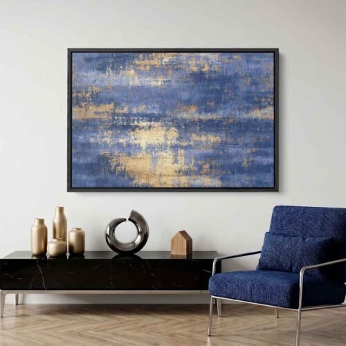 Cobalt Blue - Wall Art: Blue and Gold Abstract Canvas Wall Art - Modern Cobalt Blue Print - Large Home Decor Art