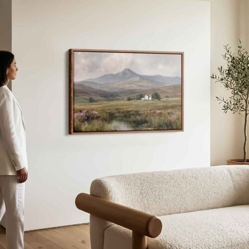 The Zenith of Calm - Wall Art, Atmospheric Mountain Valley Canvas Art. Peaceful Farmhouse Wall Art for Living Room - Ready to Hang Prints.