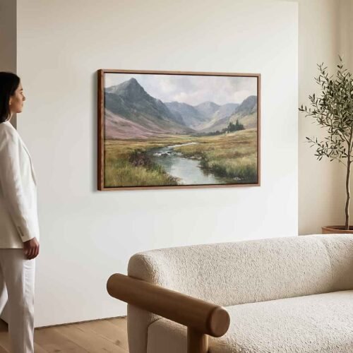 Nature’s Flow - Art Prints, Serene Winding River & Majestic Mountain Canvas Art. Large Mountain Canvas Print for Living Room - Ready to Hang.