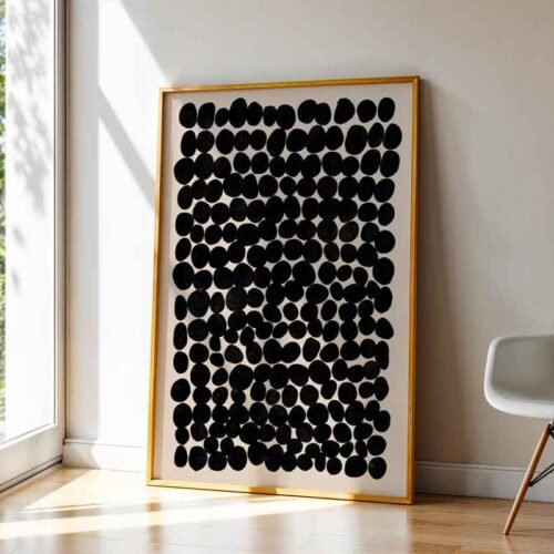 Japandi Ink Pebbles - Art Print. Minimalist Japandi Black Ink Pebble Poster Print. Beige and Black Nordic Style Art. The Art of Balance, Wall Prints.